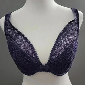 Lou Paris Lace Bra Purple Violet lined Bra 34E / 34DD